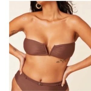 NWT Andie Swim The Scala Strapless Bikini Top in Espresso Brown Size XL